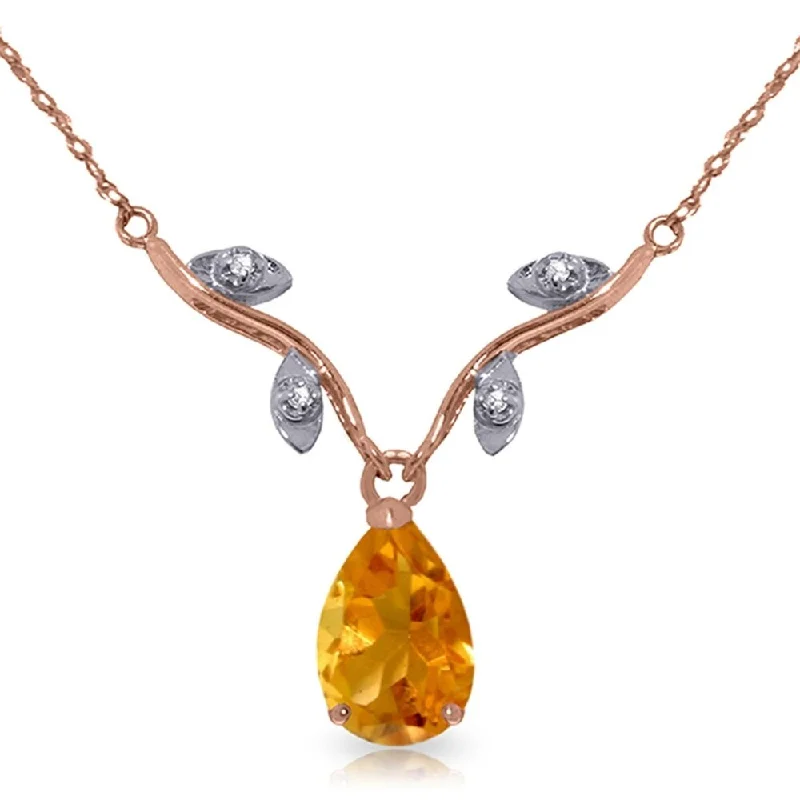 Citrine necklaces-14K Rose Gold Natural Diamond & Citrine Necklace