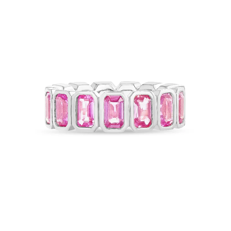 Tiny heart rings-Pink Sapphire Nova Eternity Band