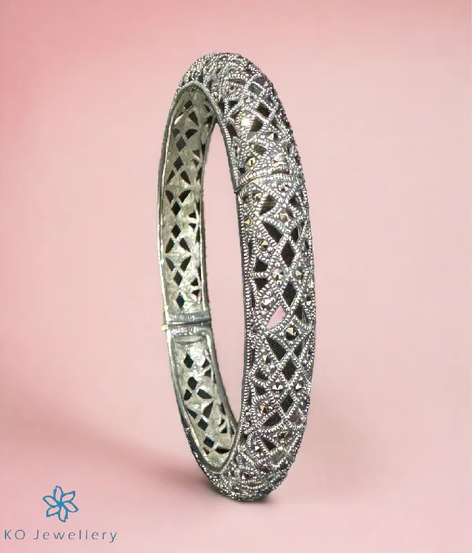 High link bangles-The Bejewelled Silver Marcasite Openable Bracelet