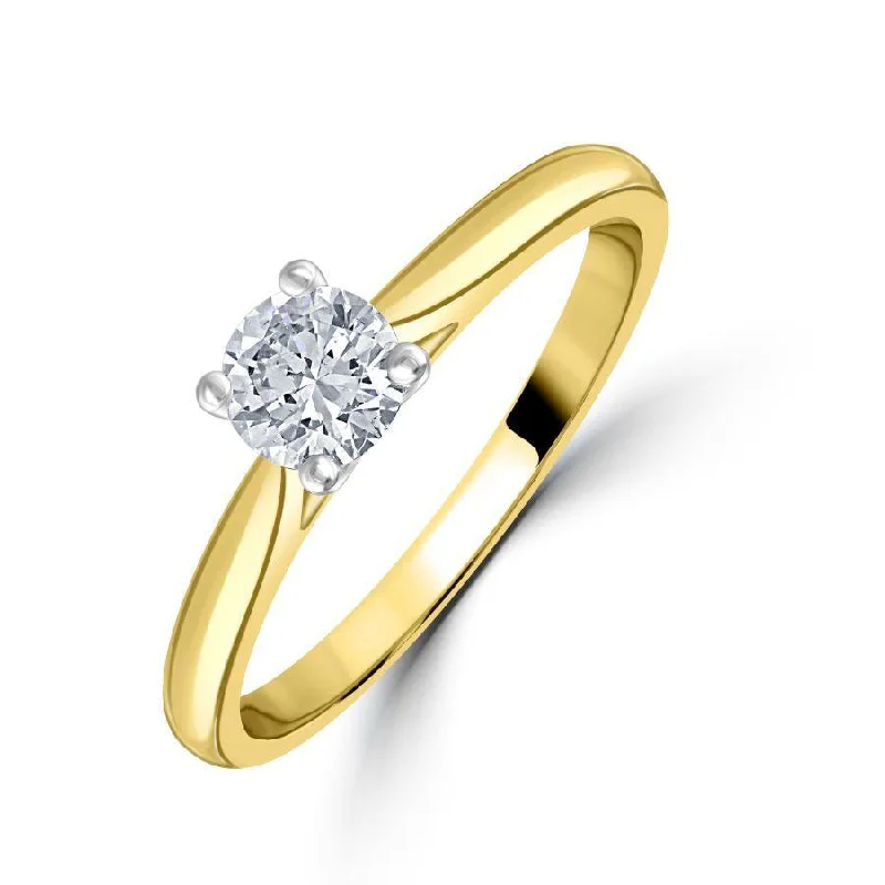 Bold druzy engagement rings-0.42ct Round Brilliant Cut Diamond 18ct Yellow Gold Ring