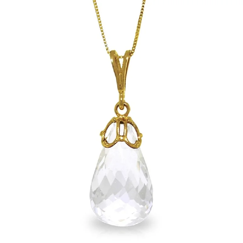 Smooth pendant necklaces-7 Carat 14K Gold Capricious White Topaz Necklace