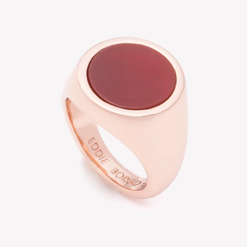 Small stack rings-INLAID SIGNET RING - CARNELIAN