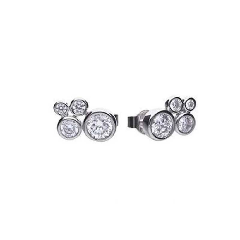 Oval stone engagement rings-Df/Cz-R/O Clust Stud