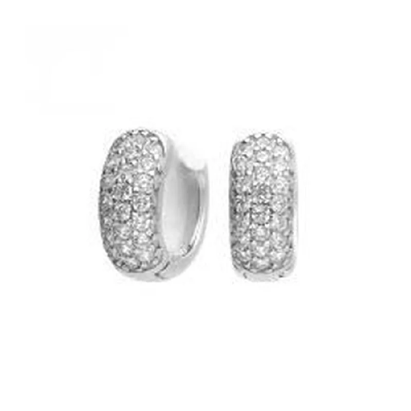 Bead-twisted engagement rings-Silver Wdie Cz Huggie