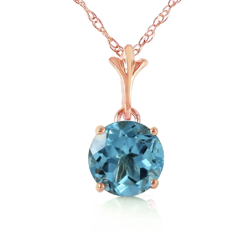 Thai style necklaces-1.15 Carat 14K Rose Gold Single Round Blue Topaz Necklace