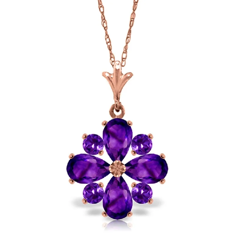 Turquoise gem necklaces-2.43 Carat 14K Rose Gold Fair Winter Amethyst Necklace