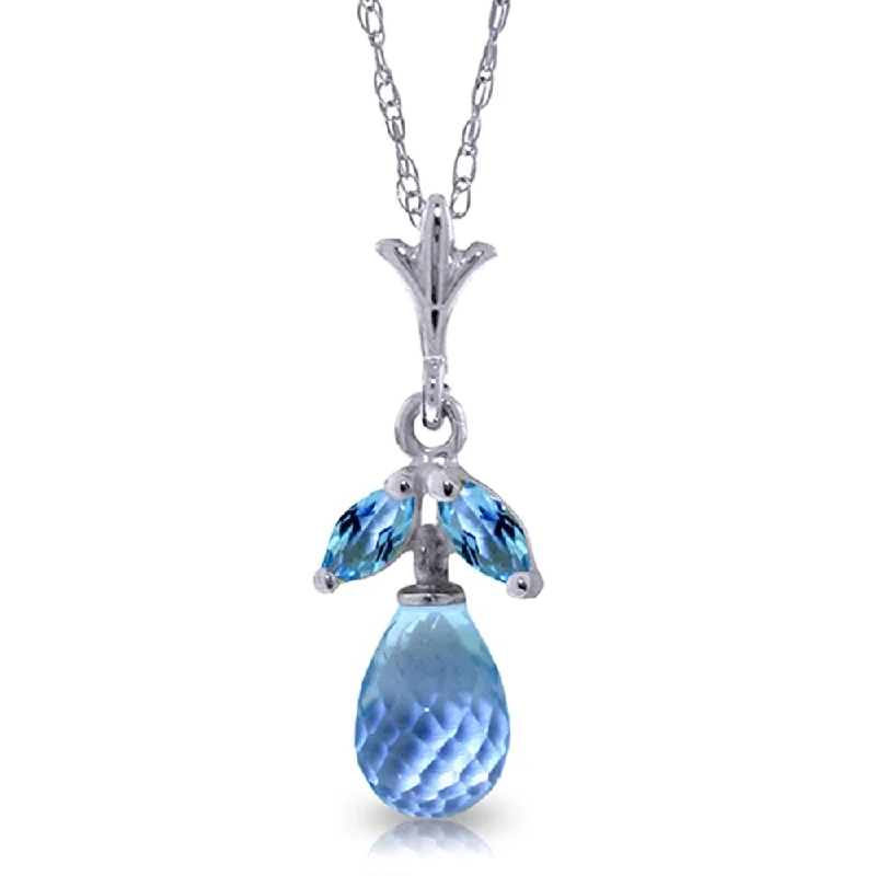 Chic art necklaces-1.7 Carat 14K White Gold Will Return Blue Topaz Necklace