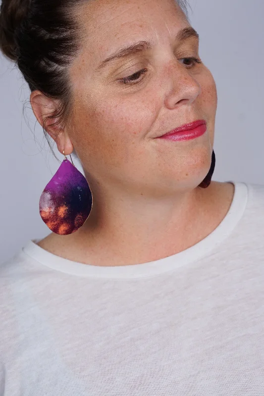 Glossy silver earrings-Chroma Statement Earrings in Burgundy, Orchid, and Coral