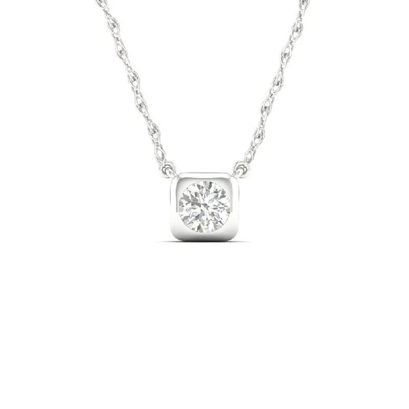 Crystal-twisted necklaces-1/3ct TDW Diamond Solitaire Necklace in 10k Gold by De Couer