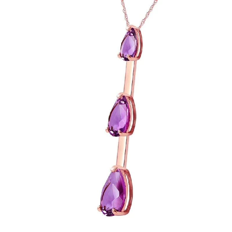 Vivid druzy necklaces-14K Solid Rose Gold Necklace with Natural Purple Amethyst