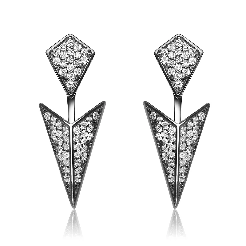 Owl wing earrings-Rochelle Rock N' Roll Jacket Earrings