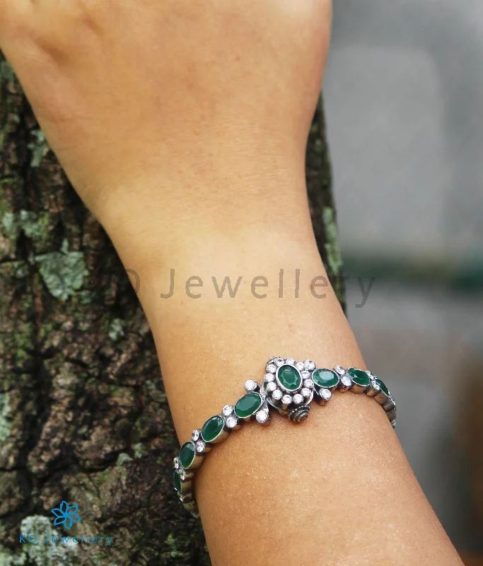 Alloy weave bangles-The Harini Silver Kemp Bracelet (Green/Oxidised/Size 2.2/2.4/2.6/2.8)