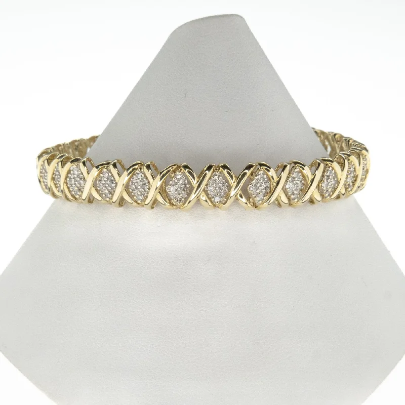 Loop charm bangles-2.24ctw Multi Diamond 8" Tennis Bracelet in 10K Two Tone Gold