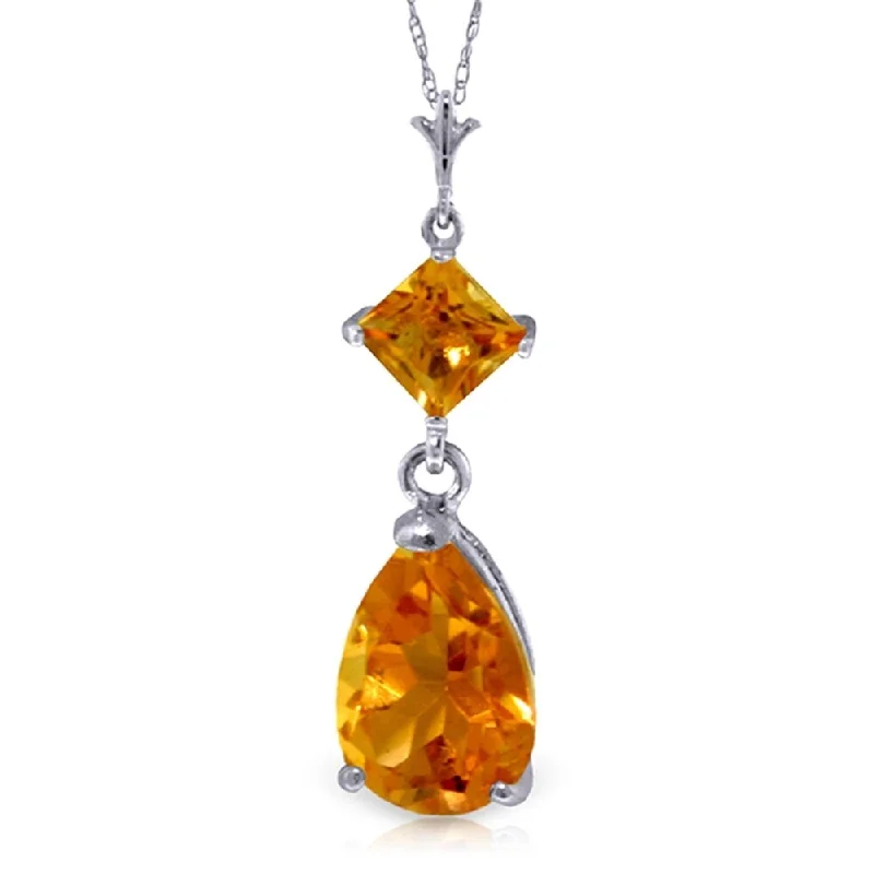 Oval stone necklaces-2 Carat 14K White Gold Where Angels Tread Citrine Necklace