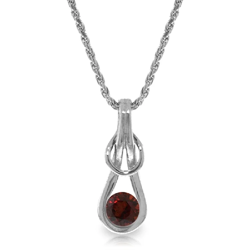 Leaf design necklaces-0.65 Carat 14K Solid White Gold Sunstruck Garnet Necklace