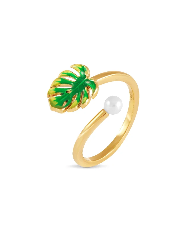 Topaz solitaire rings-Tropical Enamel Ring