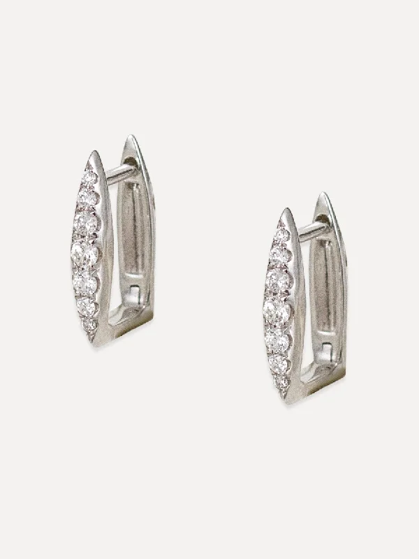 Subtle pearl earrings-14K Diamond Flared Huggies