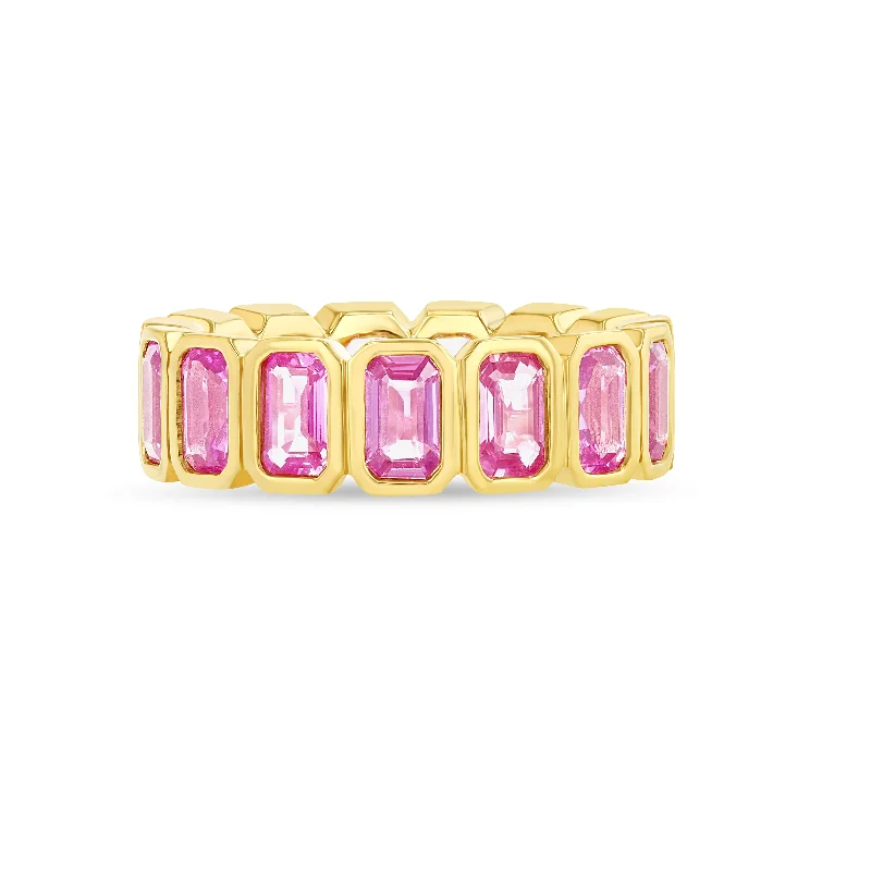 Shiny name rings-Pink Sapphire Nova Eternity Band