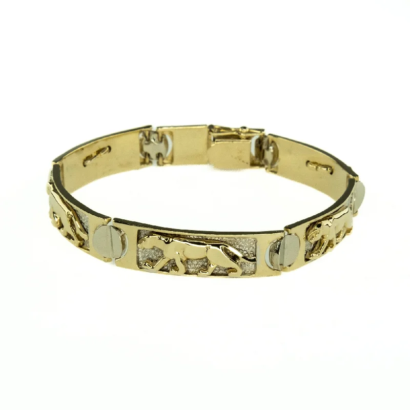 Dusk gothic bangles-8.5mm Panther 6.5" Link Bracelet in 14K Two Tone Gold