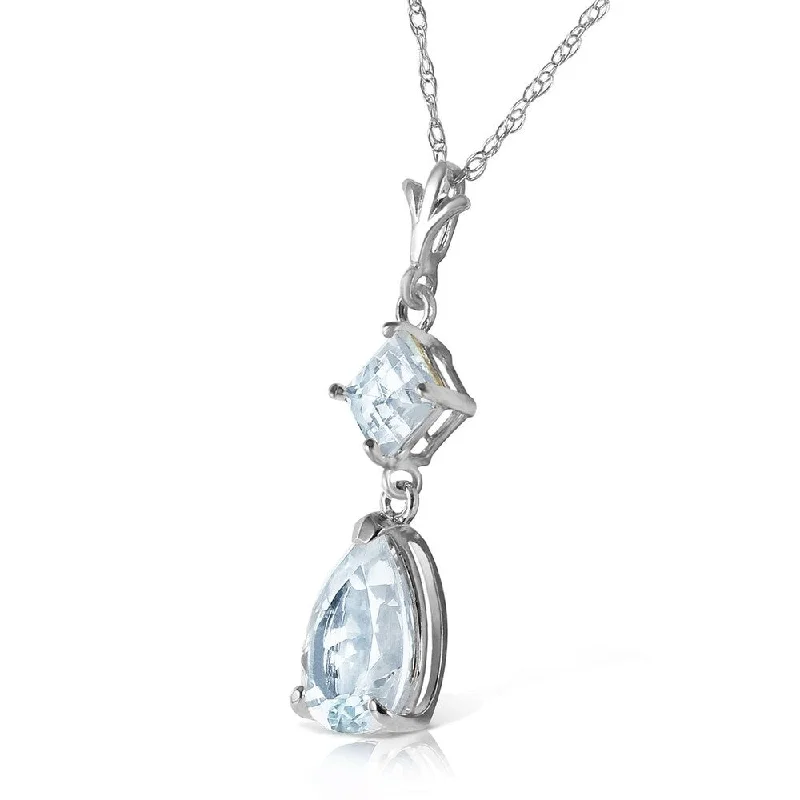 Antique silver necklaces-2 Carat 14K Solid White Gold Naturalme Of The Game Aquamarine Necklace