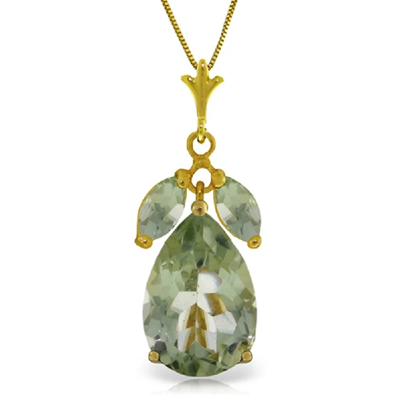 Onyx gem necklaces-6.5 Carat 14K Gold Storm Approaching Green Amethyst Necklace