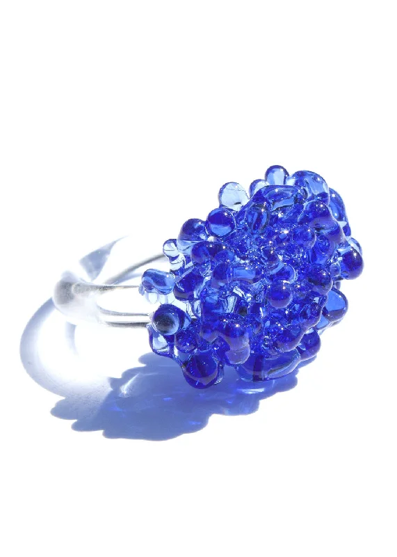 Light accent rings-Glass Cluster Ring - Cobalt