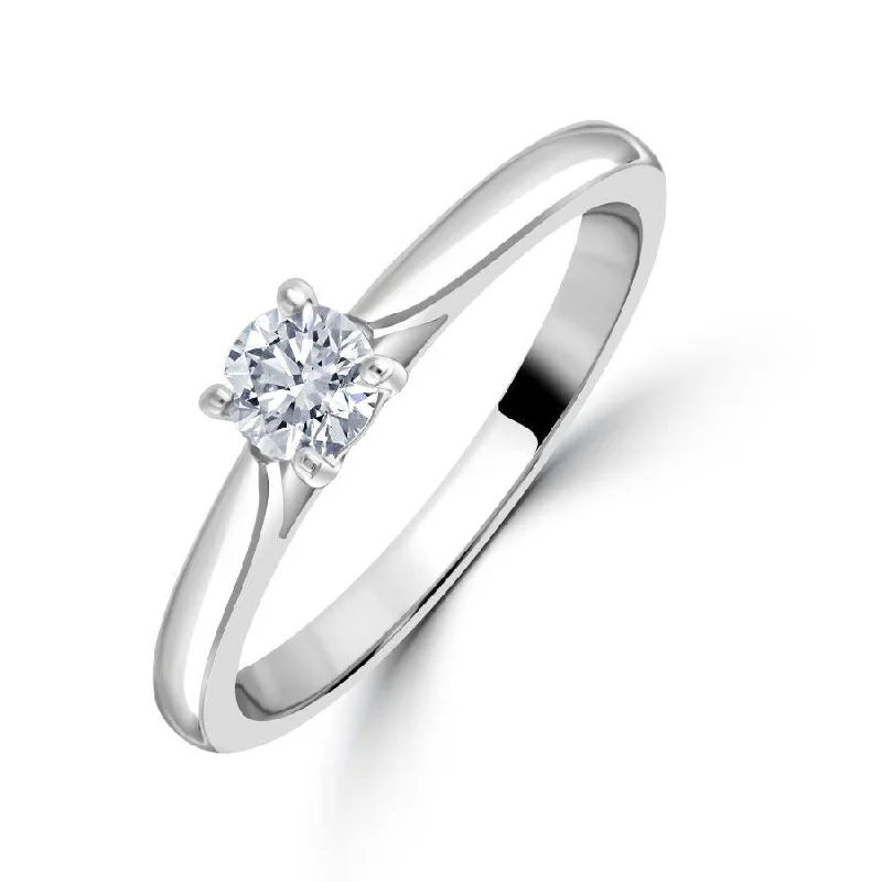 Organic gem engagement rings-0.30ct Round Brilliant Cut Diamond Solitaire Platinum Ring