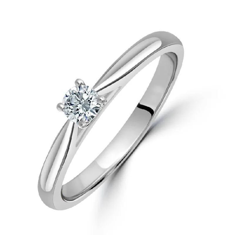 Matte gem engagement rings-Platinum 0.16ct Round Brilliant Cut Diamond Solitaire Ring