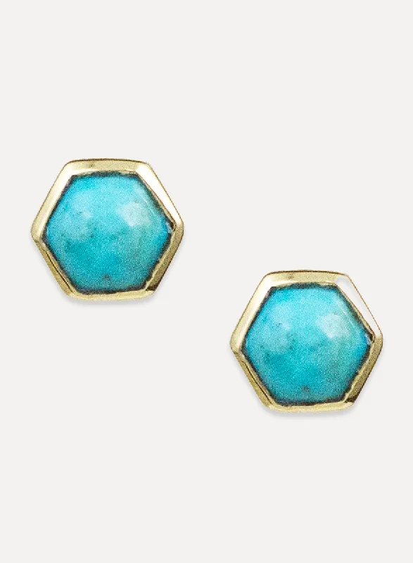 Rustic brass earrings-Deco Studs