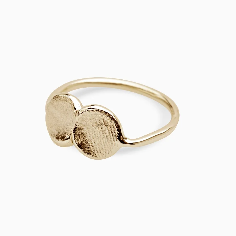 Dainty gold rings-Double Impression Ring | Yellow Gold