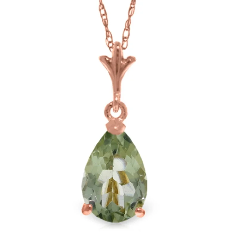 Bold cross necklaces-1.5 Carat 14K Rose Gold Peart Green Amethyst Necklace