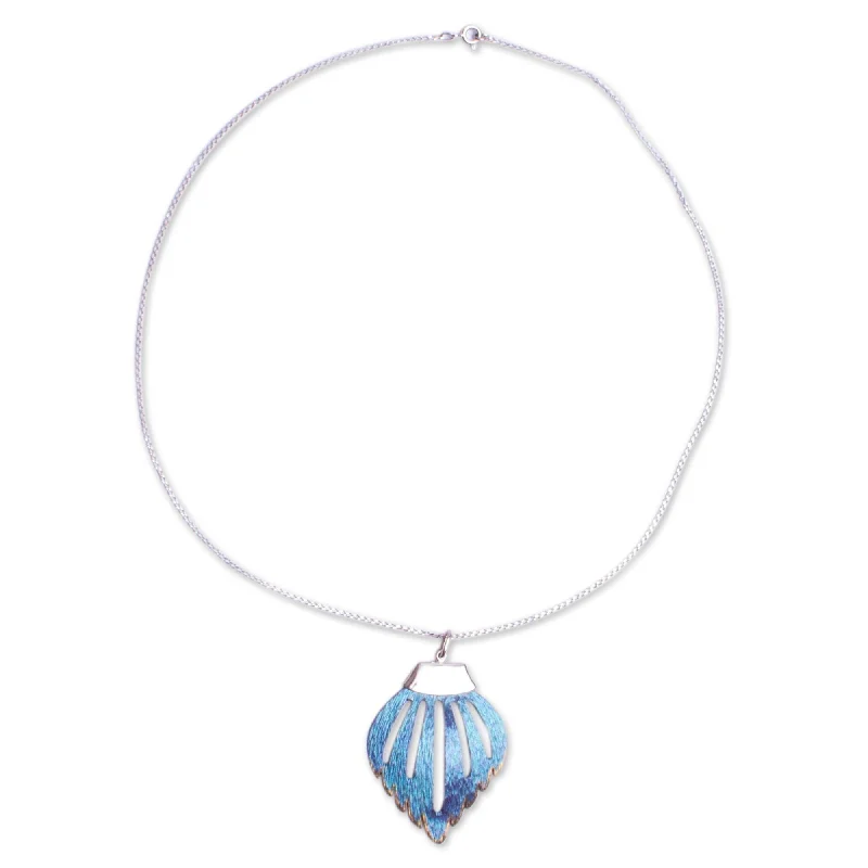 Crystal weave necklaces-Novica Handmade Blue Agassizi Fin Sterling Silver And Titanium Pendant Necklace