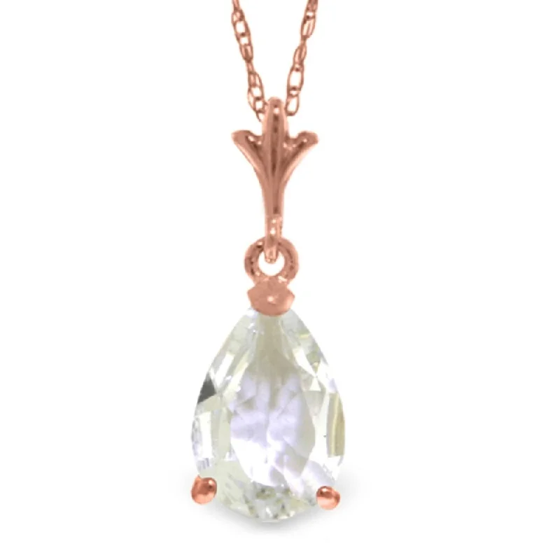 Sapphire pendant necklaces-1.5 Carat 14K Rose Gold Necklace Natural Rose Topaz