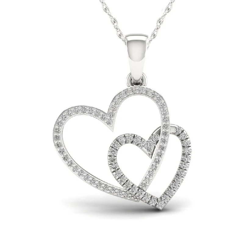 Cedar wood necklaces-1/5ct TDW Diamond Heart Necklace in Sterling Silver - White