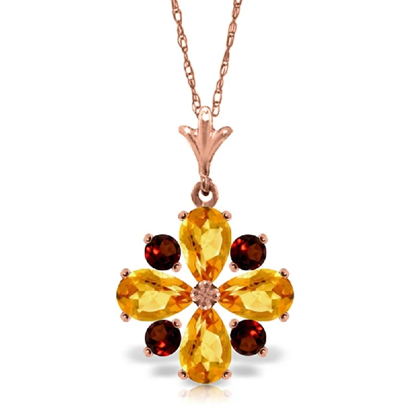 Wide chain necklaces-2.43 Carat 14K Rose Gold Passion Citrine Garnet Necklace