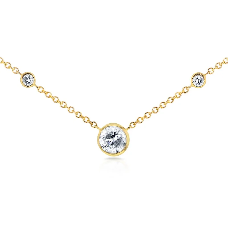 Smooth pendant necklaces-Annello by Kobelli 14k Yellow Gold 1/3ct TDW 3-Bezel Round Diamond Necklace