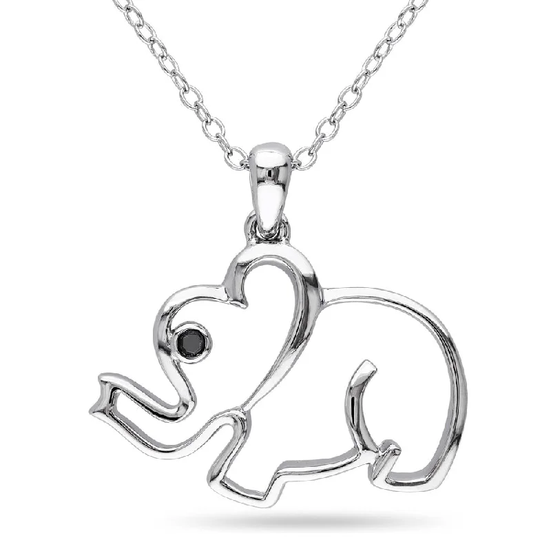 Bold bar necklaces-Miadora Sterling Silver Black Diamond Elephant Necklace