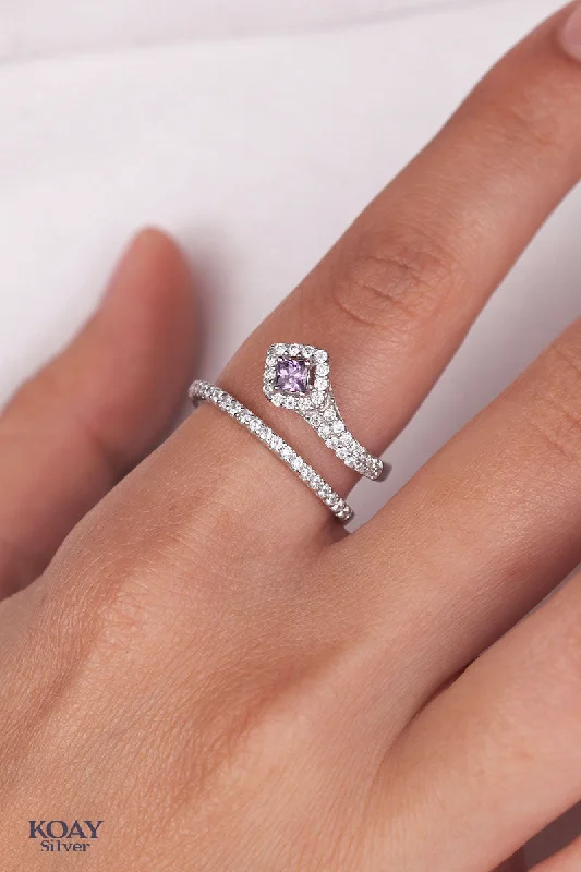 Astro birthstone rings-Zircon Double Layer Ring (045-Purple)