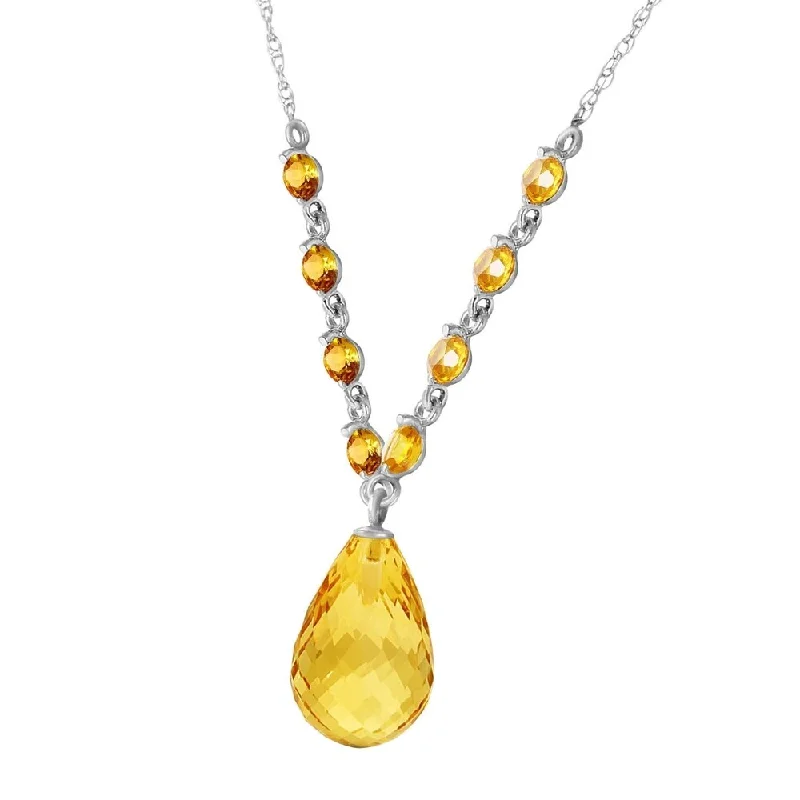 Solid pearl necklaces-11.5 Carat 14K Solid White Gold Strong Chain Citrine Necklace