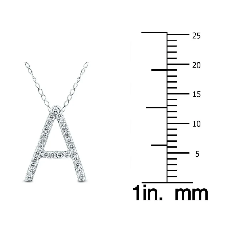 Mixed metal necklaces-Marquee 1/6 Carat TW A Initial Diamond Pendant Necklace in 10K White Gold with Adjustable Chain