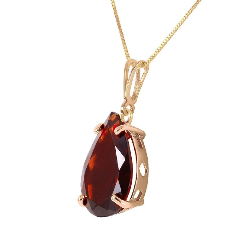 Solid link necklaces-5 Carat 14K Solid Gold Written In Naturale Garnet Necklace