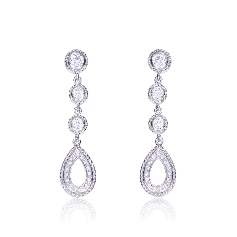 Petal design earrings-Emma Braided Teardrop Halo Earrings