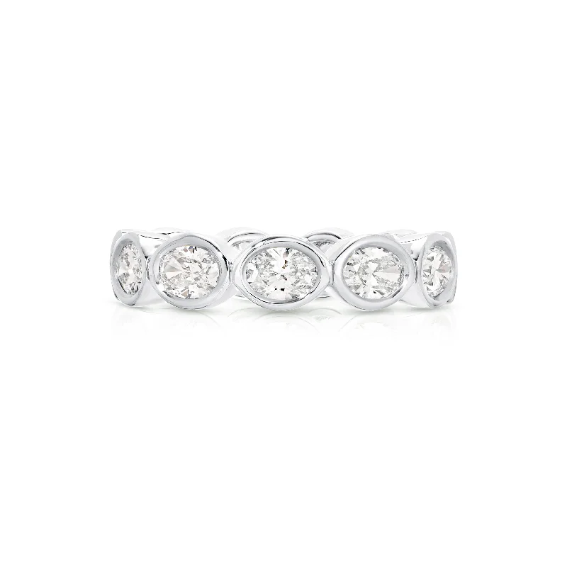 Crystal weave rings-East West Bezel Oval Eternity Band