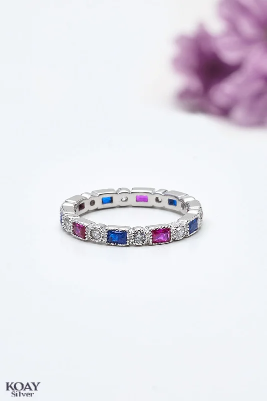 Cedar grain rings-Zircon Pink & Blue Ring (02)