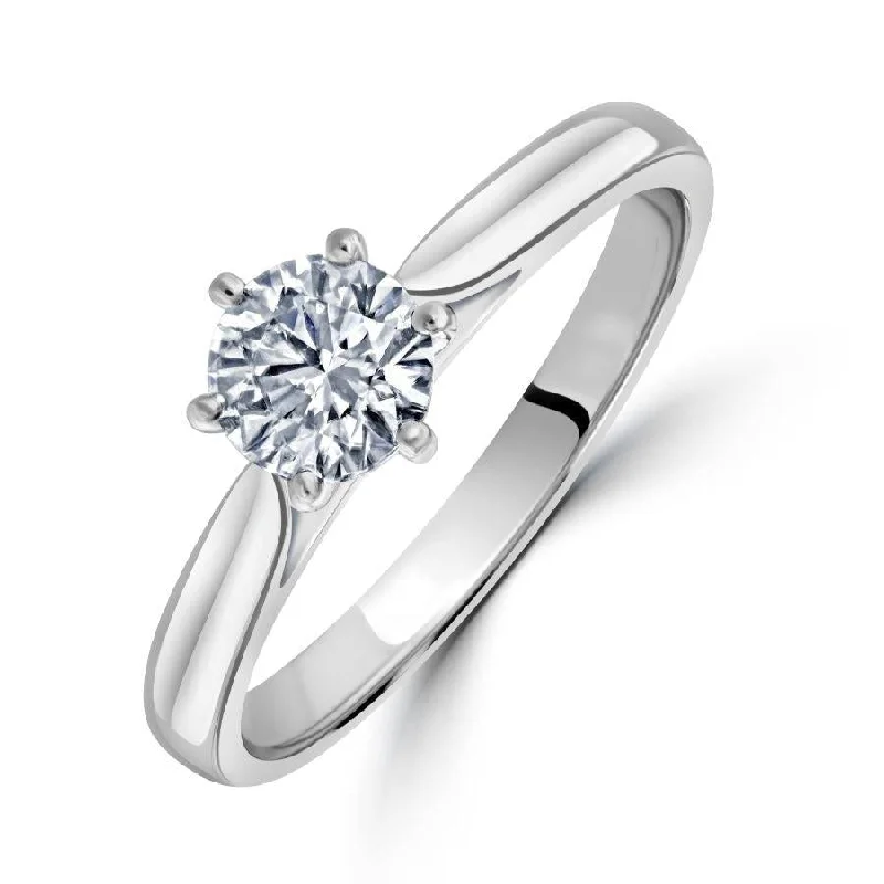 Luxe diamond engagement rings-0.71ct Round Brilliant Cut Diamond Solitaire Platinum Ring