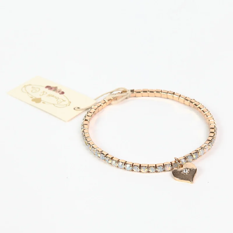 Retro deco bangles-Lovett Swarovski Opaque Crystal Gold Finish Tennis Bracelet