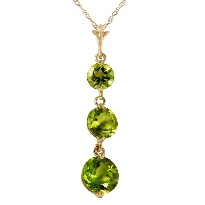 Bold art necklaces-3.6 Carat 14K Gold Necklace Natural Peridot