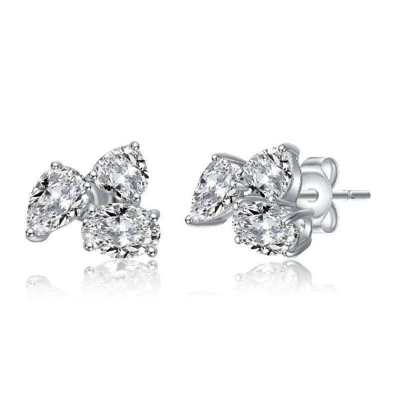 Petal design earrings-Eloise Triple Cluster Stud Earrings