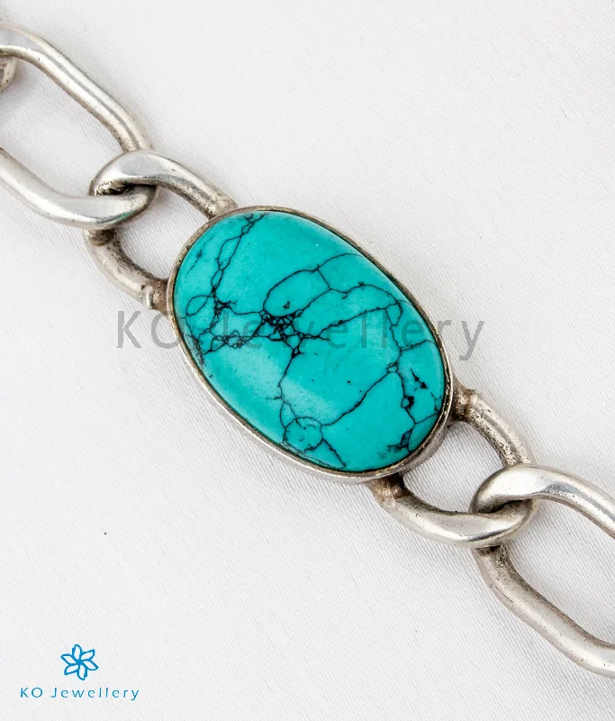 Retro flair bangles-The Salman Silver Turquoise  Bracelet