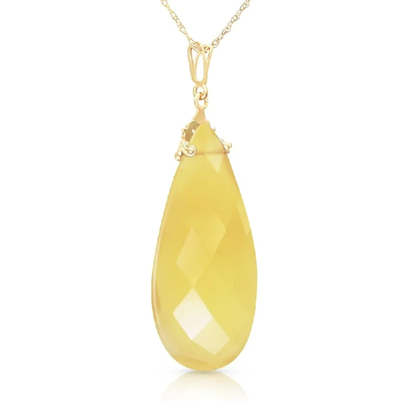 Radiant charm necklaces-14K Solid Gold Necklace with Briolette 31x16 mm Yellow Onyx